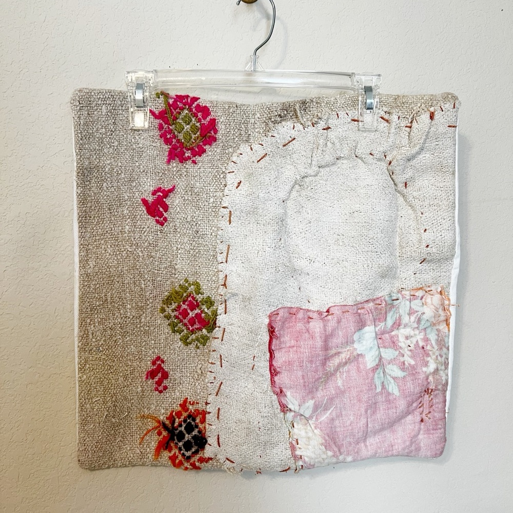 Anthropologie  Patchwork Textile Pillow Case